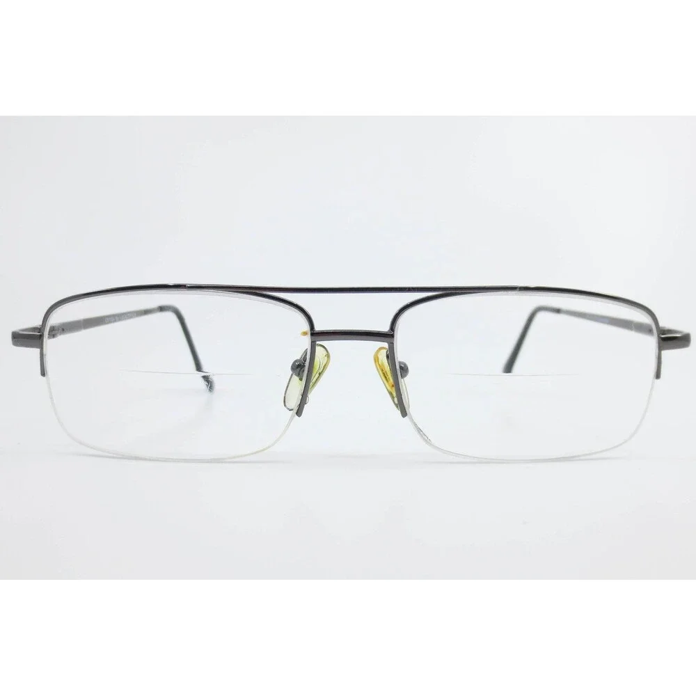 I-Deal Optics CB1106 Eyeglass Frames Gunmetal Aviator Semi-Rimless 57-13-150